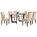 Mesa de Jantar 6 Lugares Nápoles/Luísa com Vidro Chocolate/Off White/Bege - Cel Móveis