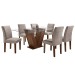 Mesa de Jantar 6 Lugares Classic com Vidro Chocolate/Linho Cinza - Cel Móveis