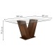Mesa de Jantar 6 Lugares Classic com Vidro Chocolate/Linho Cinza - Cel Móveis