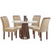 Mesa de Jantar 4 Lugares Kansas/Arizona com Vidro Chocolate/Off White/Suede Cru 17990 - Cel Móveis