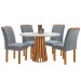 Mesa de Jantar 4 Lugares Kansas/Arizona com Vidro Cinamomo/Off White/Suede Cinza 17990 - Cel Móveis