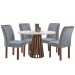 Mesa de Jantar 4 Lugares Kansas/Arthus com Vidro Chocolate/Off White/Suede Cinza 17991 - Cel Móveis