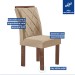 Mesa de Jantar 4 Lugares Kansas/Arthus com Vidro Chocolate/Off White/Suede Cru 17991 - Cel Móveis