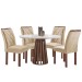 Mesa de Jantar 4 Lugares Kansas/Arthus com Vidro Chocolate/Off White/Suede Cru 17991 - Cel Móveis