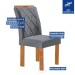 Mesa de Jantar 4 Lugares Kansas/Arthus com Vidro Cinamomo/Off White/Suede Cinza 17991 - Cel Móveis