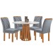 Mesa de Jantar 4 Lugares Kansas/Arthus com Vidro Cinamomo/Off White/Suede Cinza 17991 - Cel Móveis