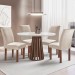 Mesa de Jantar 4 Lugares Kansas/Canela com Vidro Chocolate/Off White/Suede Bege 17992 - Cel Móveis
