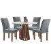 Mesa de Jantar 4 Lugares Kansas/Canela com Vidro Chocolate/Off White/Suede Cinza 17992 - Cel Móveis