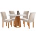 Mesa de Jantar 4 Lugares Kansas/Canela com Vidro Cinamomo/Off White/Suede Bege 17992 - Cel Móveis