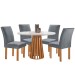Mesa de Jantar 4 Lugares Kansas/Canela com Vidro Cinamomo/Off White/Suede Cinza 17992 - Cel Móveis