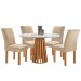 Mesa de Jantar 4 Lugares Kansas/Canela com Vidro Cinamomo/Off White/Suede Cru 17992 - Cel Móveis