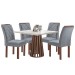 Mesa de Jantar 4 Lugares Kansas/Arthus com Vidro Chocolate/Off White/Suede Cinza - Cel Móveis