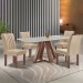 Mesa de Jantar 4 Lugares Kyra/Arizona com Vidro Chocolate/Off White/Suede Cru - Cel Móveis