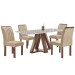 Mesa de Jantar 4 Lugares Kyra/Arizona com Vidro Chocolate/Off White/Suede Cru - Cel Móveis