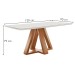 Mesa de Jantar 4 Lugares Kyra/Arizona com Vidro Cinamomo/Off White/Suede Bege - Cel Móveis