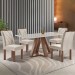 Mesa de Jantar 4 Lugares Kyra/Arthus com Vidro Chocolate/Off White/Suede Bege - Cel Móveis