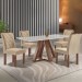 Mesa de Jantar 4 Lugares Kyra/Arthus com Vidro Chocolate/Off White/Suede Cru - Cel Móveis