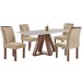 Mesa de Jantar 4 Lugares Kyra/Arthus com Vidro Chocolate/Off White/Suede Cru - Cel Móveis