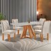Mesa de Jantar 4 Lugares Kyra/Arthus com Vidro Cinamomo/Off White/Suede Bege - Cel Móveis