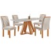 Mesa de Jantar 4 Lugares Kyra/Arthus com Vidro Cinamomo/Off White/Suede Bege - Cel Móveis