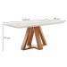 Mesa de Jantar 4 Lugares Kyra/Arthus com Vidro Cinamomo/Off White/Suede Cru - Cel Móveis