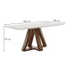 Mesa de Jantar 4 Lugares Kyra/Canela com Vidro Chocolate/Off White/Suede Bege - Cel Móveis
