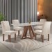 Mesa de Jantar 4 Lugares Kyra/Canela com Vidro Chocolate/Off White/Suede Bege - Cel Móveis