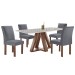 Mesa de Jantar 4 Lugares Kyra/Canela com Vidro Chocolate/Off White/Suede Cinza - Cel Móveis