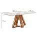 Mesa de Jantar 4 Lugares Kyra/Canela com Vidro Cinamomo/Off White/Suede Cinza - Cel Móveis