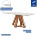 Mesa de Jantar 4 Lugares Kyra/Canela com Vidro Cinamomo/Off White/Suede Cinza - Cel Móveis