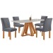 Mesa de Jantar 4 Lugares Kyra/Canela com Vidro Cinamomo/Off White/Suede Cinza - Cel Móveis