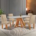 Mesa de Jantar 4 Lugares Kyra/Canela com Vidro Cinamomo/Off White/Suede Cru - Cel Móveis