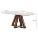Mesa de Jantar 6 Lugares Kyra/Arizona com Vidro Chocolate/Off White/Suede Cinza - Cel Móveis