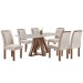 Mesa de Jantar 6 Lugares Kyra/Arthus com Vidro Chocolate/Off White/Suede Bege - Cel Móveis