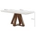 Mesa de Jantar 6 Lugares Kyra/Arthus com Vidro Chocolate/Off White/Suede Cinza - Cel Móveis