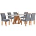 Mesa de Jantar 6 Lugares Kyra/Arthus com Vidro Cinamomo/Off White/Suede Cinza - Cel Móveis
