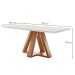 Mesa de Jantar 6 Lugares Kyra/Arthus com Vidro Cinamomo/Off White/Suede Cru - Cel Móveis