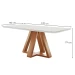 Mesa de Jantar 6 Lugares Kyra/Arthus com Vidro Cinamomo/Off White/Suede Cru - Cel Móveis