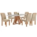 Mesa de Jantar 6 Lugares Kyra/Arthus com Vidro Cinamomo/Off White/Suede Cru - Cel Móveis