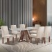 Mesa de Jantar 6 Lugares Kyra/Canela com Vidro Chocolate/Off White/Suede Bege - Cel Móveis