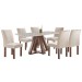 Mesa de Jantar 6 Lugares Kyra/Canela com Vidro Chocolate/Off White/Suede Bege - Cel Móveis