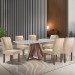Mesa de Jantar 6 Lugares Kyra/Canela com Vidro Chocolate/Off White/Suede Cru - Cel Móveis