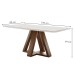 Mesa de Jantar 6 Lugares Kyra/Canela com Vidro Chocolate/Off White/Suede Cru - Cel Móveis