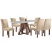 Mesa de Jantar 6 Lugares Kyra/Canela com Vidro Chocolate/Off White/Suede Cru - Cel Móveis