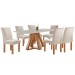 Mesa de Jantar 6 Lugares Kyra/Canela com Vidro Cinamomo/Off White/Suede Bege - Cel Móveis