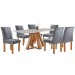 Mesa de Jantar 6 Lugares Kyra/Canela com Vidro Cinamomo/Off White/Suede Cinza - Cel Móveis