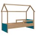 Cama Infantil Montessoriana Aveiro Oak/Azul Secreto - Completa Móveis