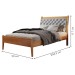 Cama de Solteiro Vivare 90cm Amêndoa Mel/Veludo Cinza - Josandro