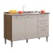 Balcão de Cozinha para Pia 3 Portas 2 Gavetas Castanho/Off White 508 - Poquema