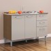 Balcão de Cozinha para Pia 3 Portas 2 Gavetas Castanho/Off White 508 - Poquema